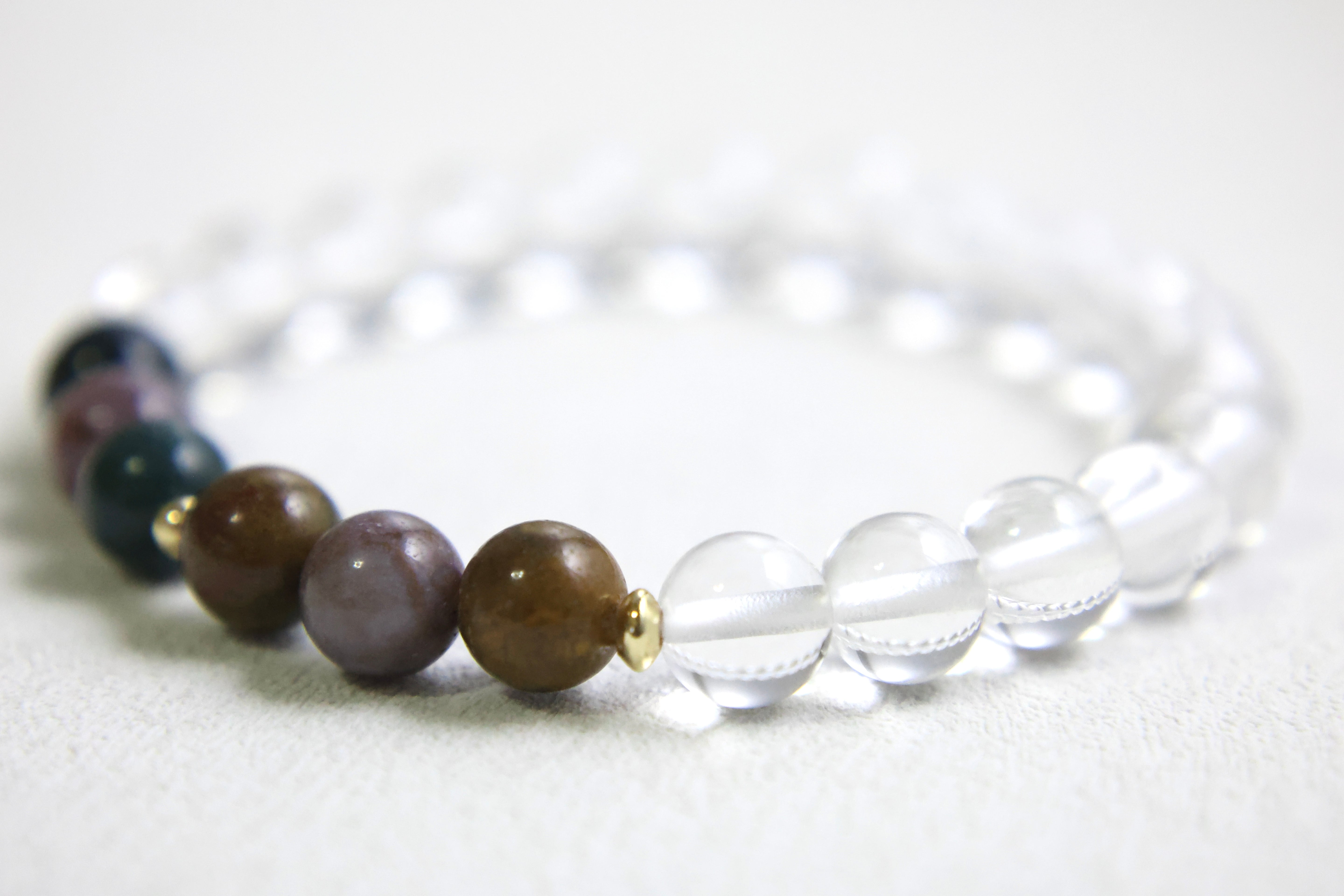 Pisces Oceanic Aura - Clear Quartz & Ocean Jasper Bracelet