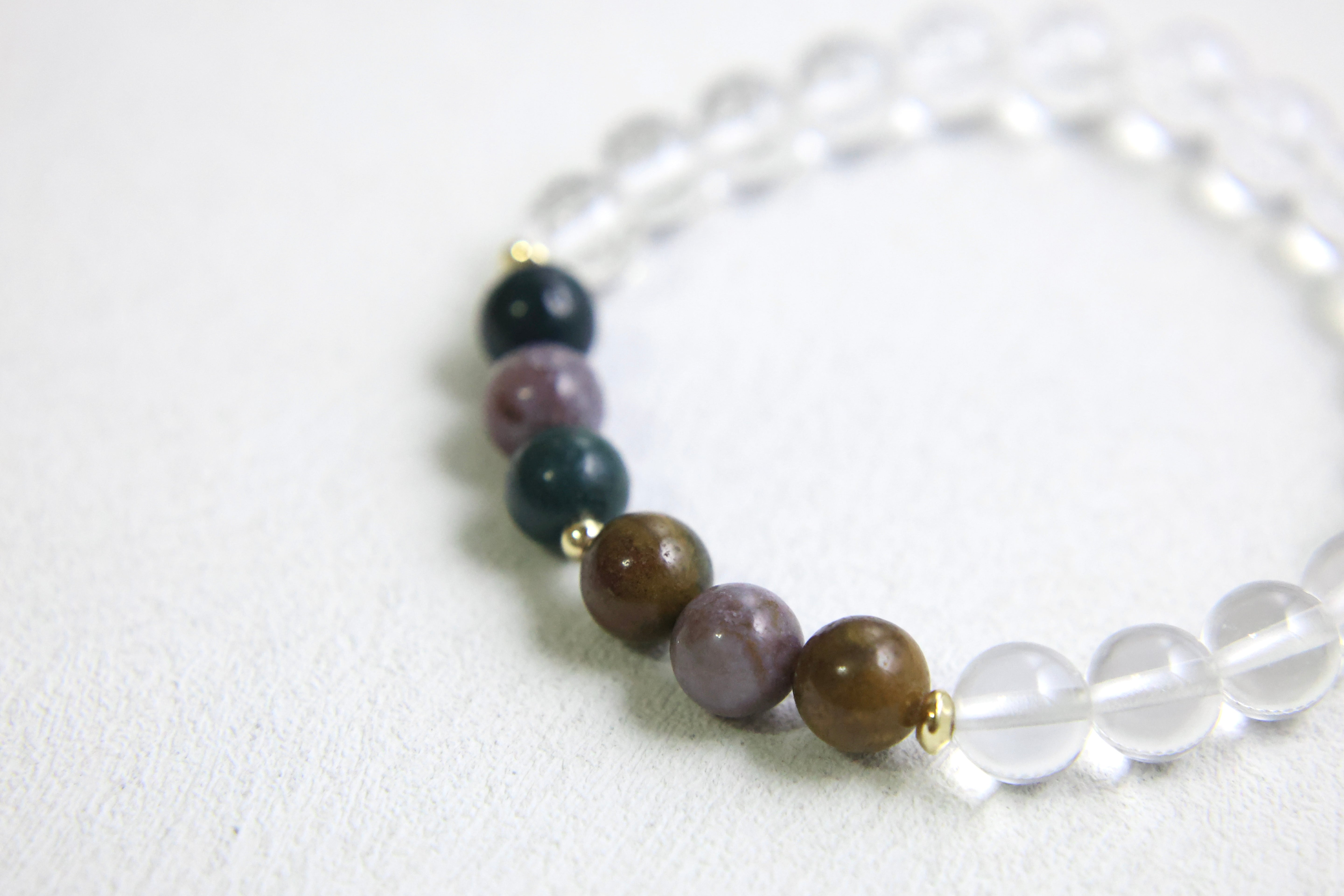 Pisces Oceanic Aura - Clear Quartz & Ocean Jasper Bracelet