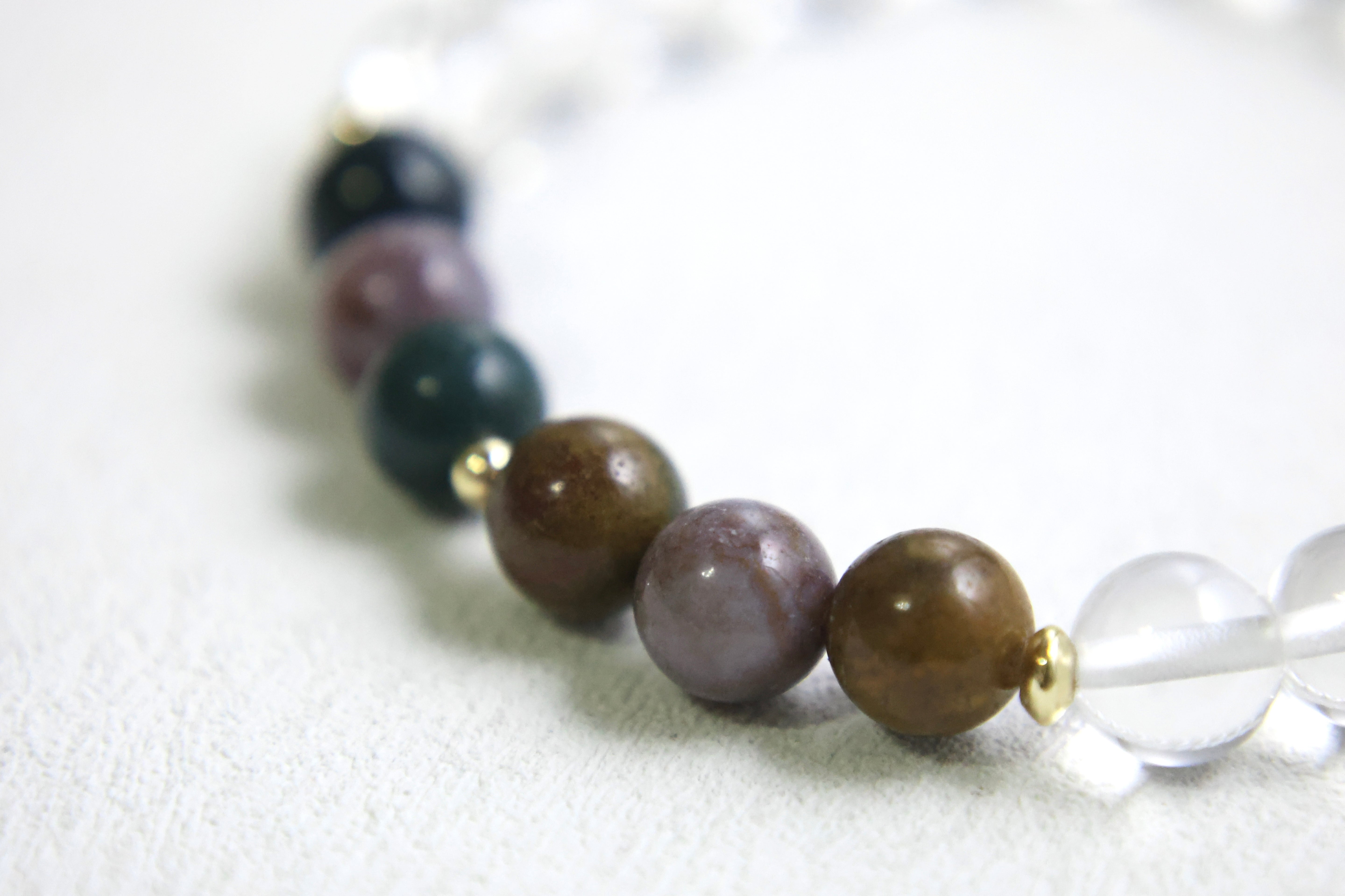 Pisces Oceanic Aura - Clear Quartz & Ocean Jasper Bracelet