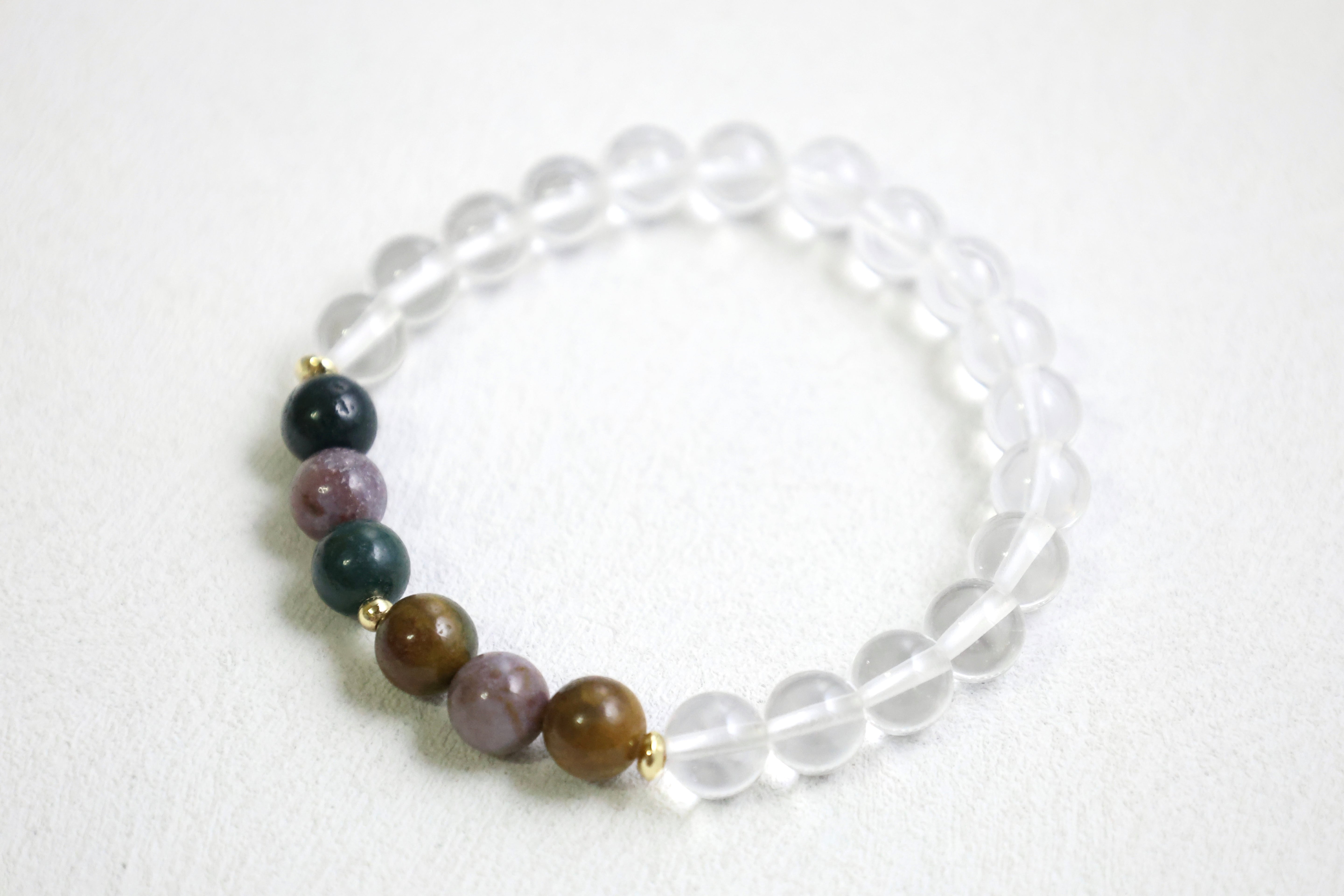 Pisces Oceanic Aura - Clear Quartz & Ocean Jasper Bracelet