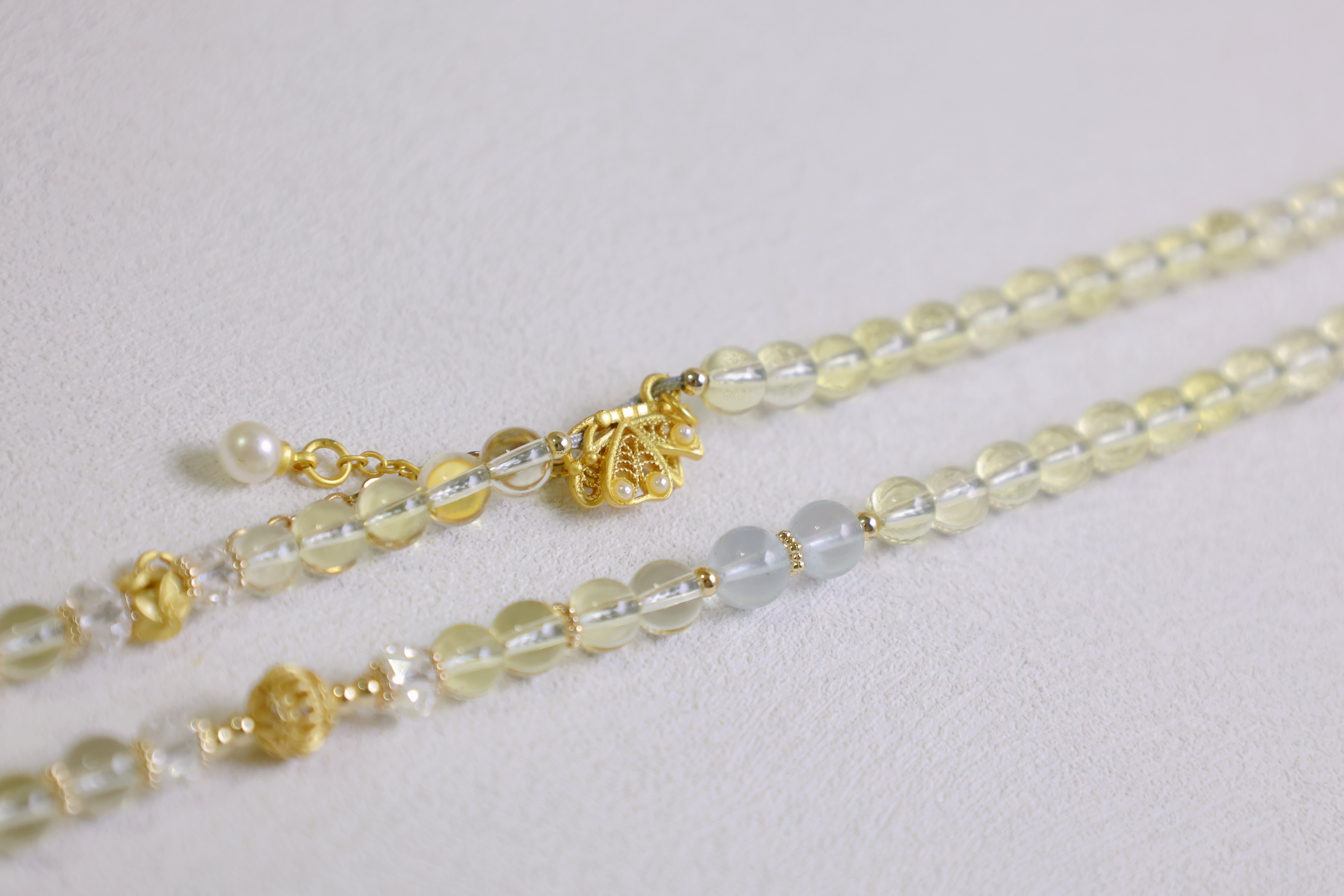 Golden Butterfly - Pale Citrine & Pearl Multi-Purpose Chain