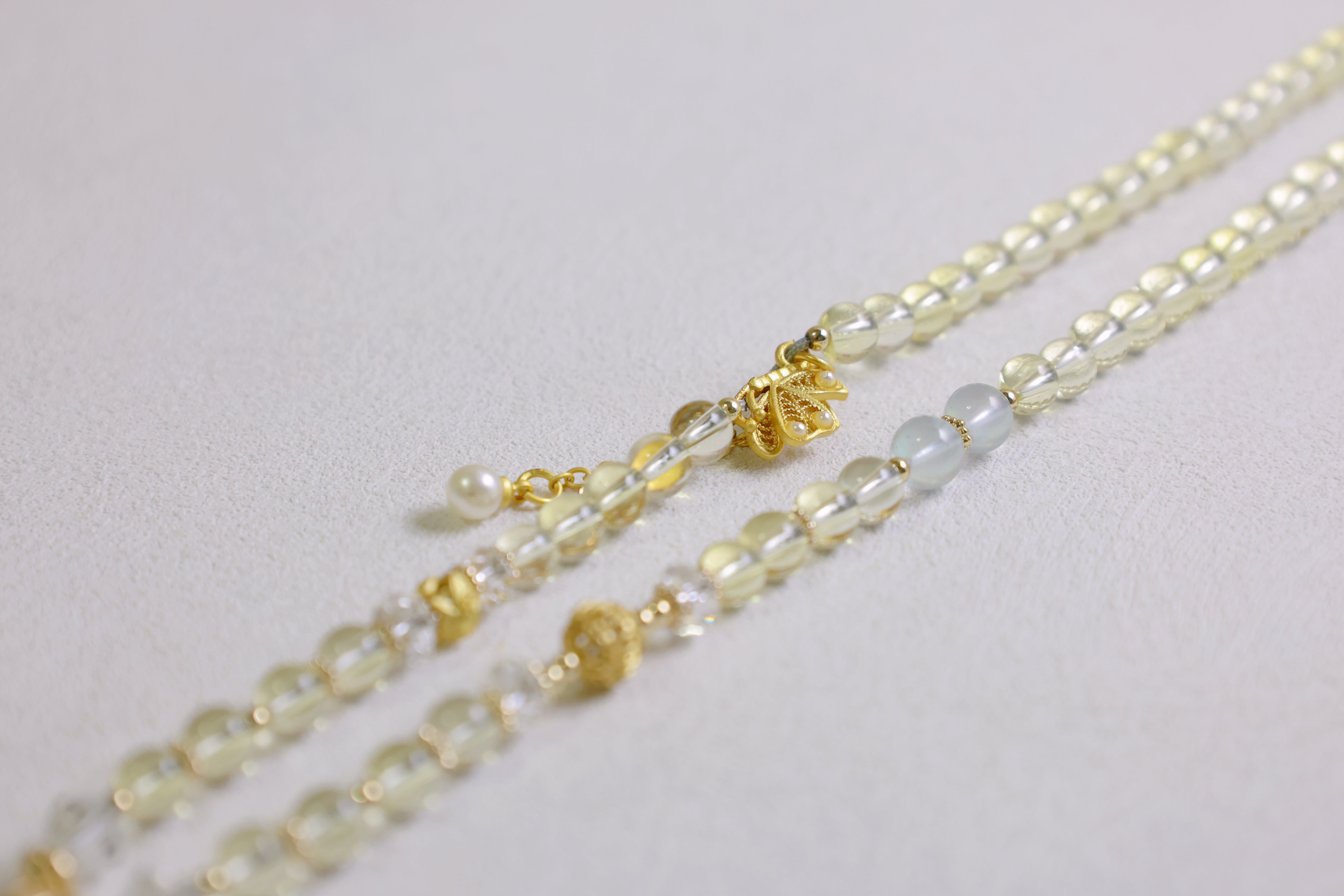Golden Butterfly - Pale Citrine & Pearl Multi-Purpose Chain