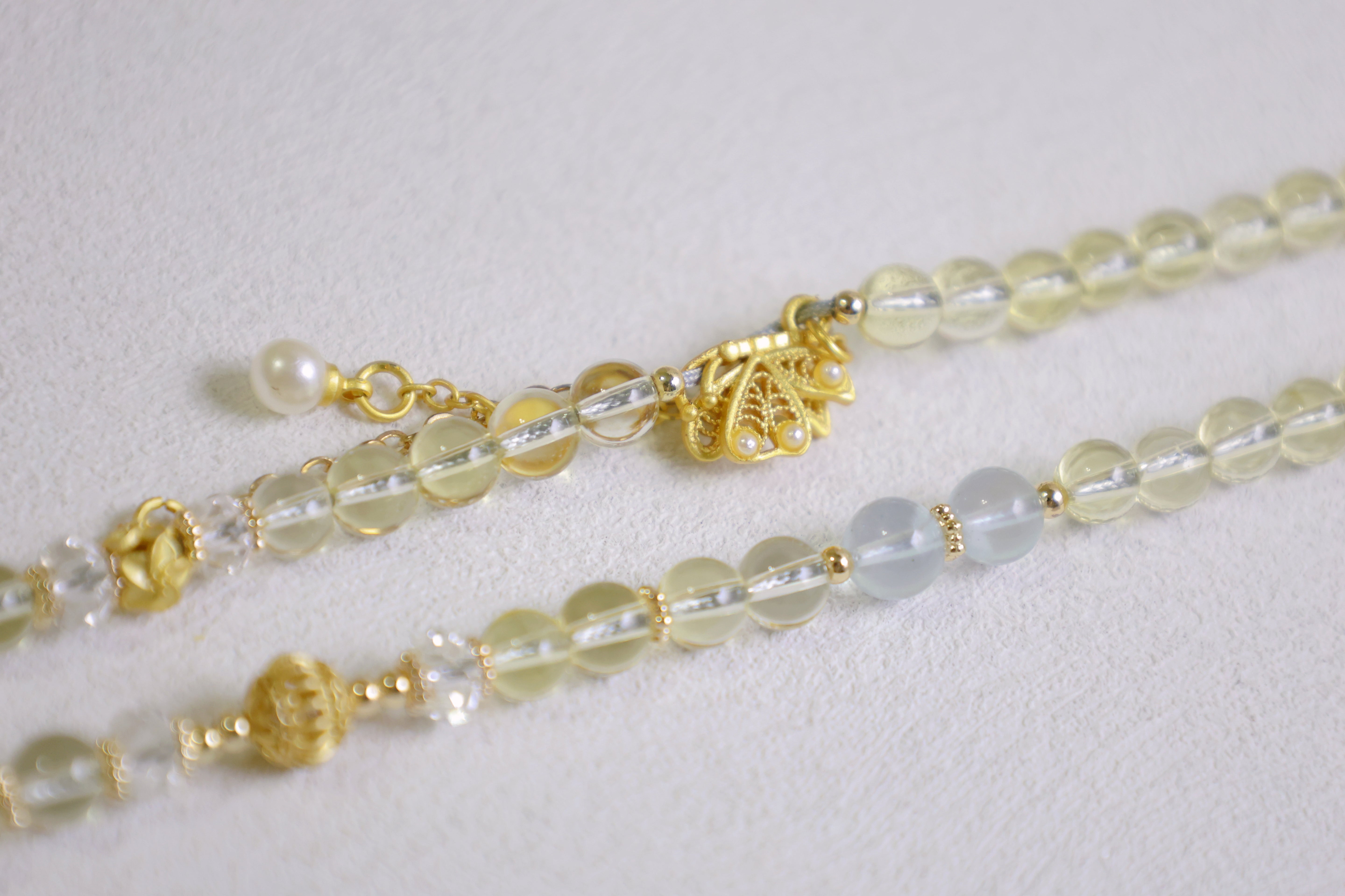 Golden Butterfly - Pale Citrine & Pearl Multi-Purpose Chain