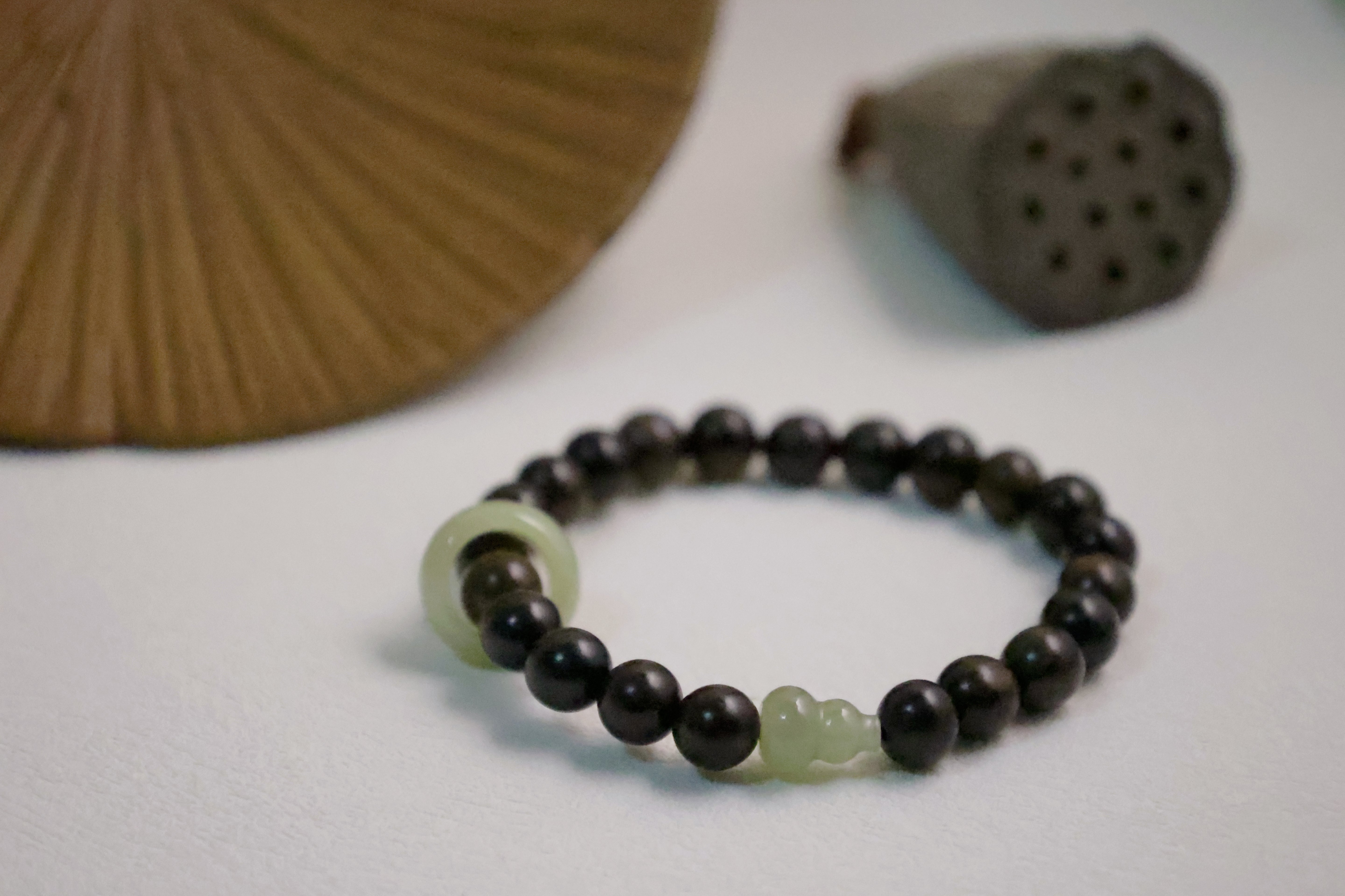 Divine Essence - Agarwood & Hetian Jade Bracelet