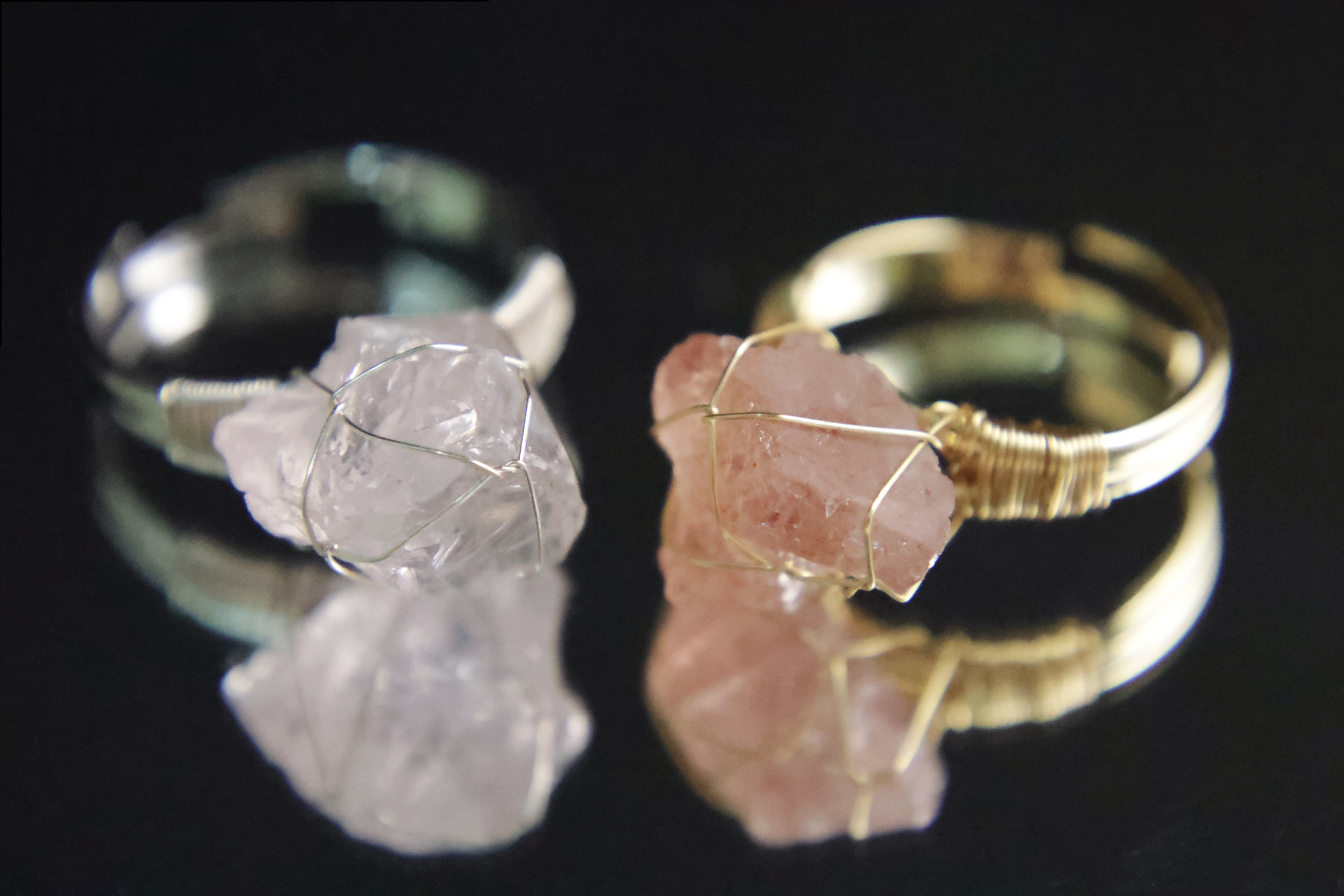 Earthly Gems Collection - Natural Raw Stone Rings in Silver and Gold