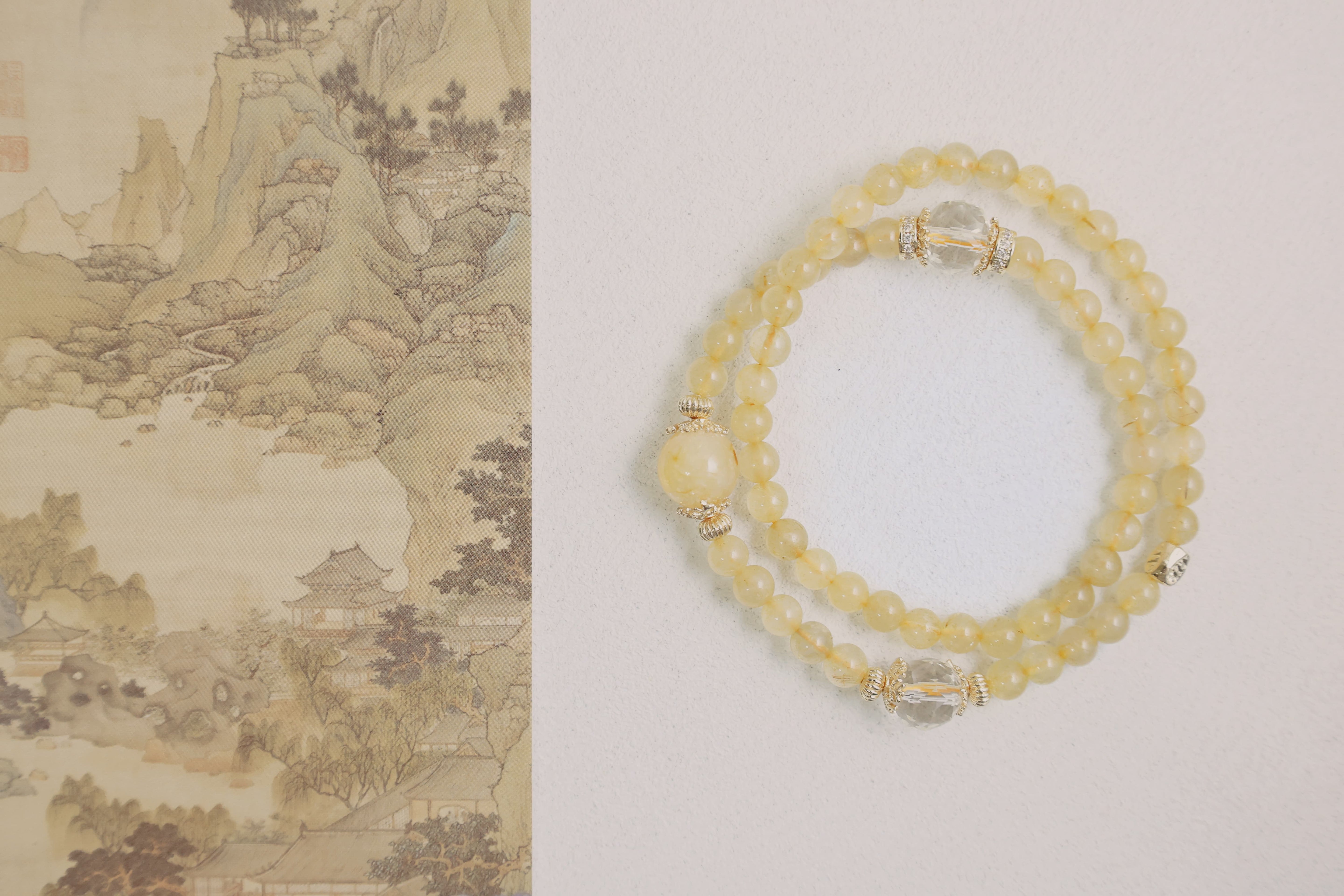 Citrine Sunbeam - Citrine & Clear Quartz Double Loop Bracelet