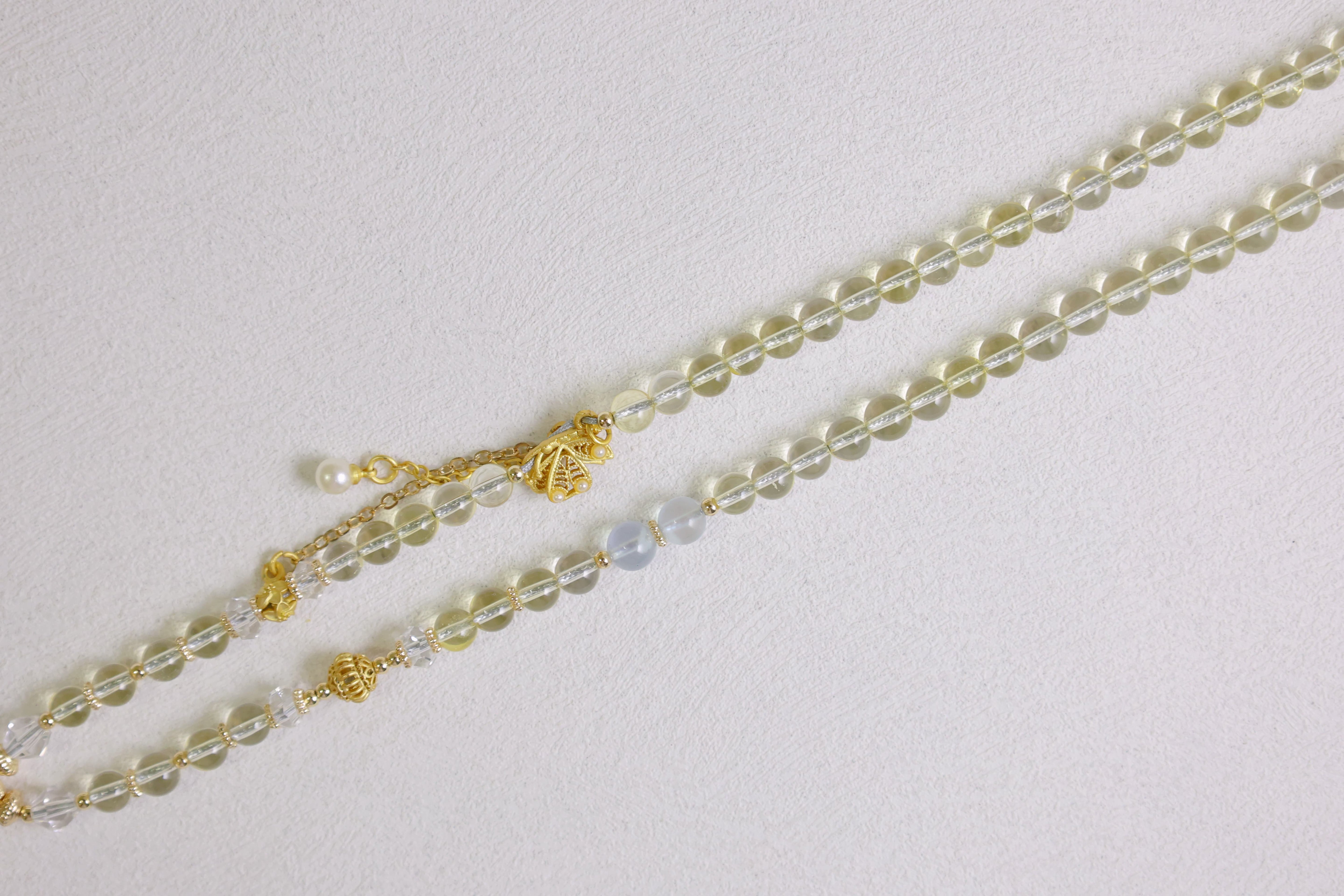 Golden Butterfly - Pale Citrine & Pearl Multi-Purpose Chain