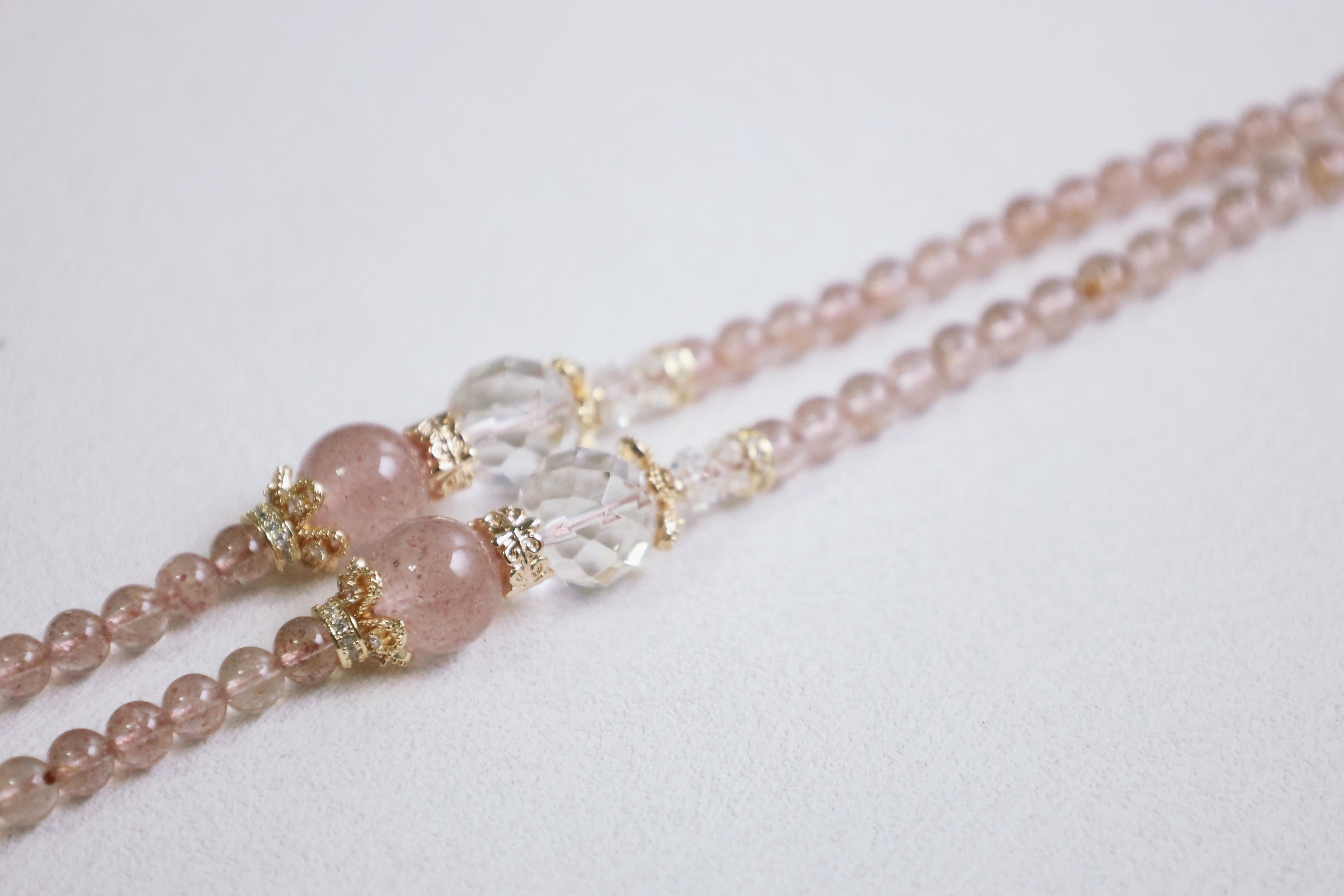 Peachy Blush - Rose Quartz & Clear Crystal Multi-Purpose Chain