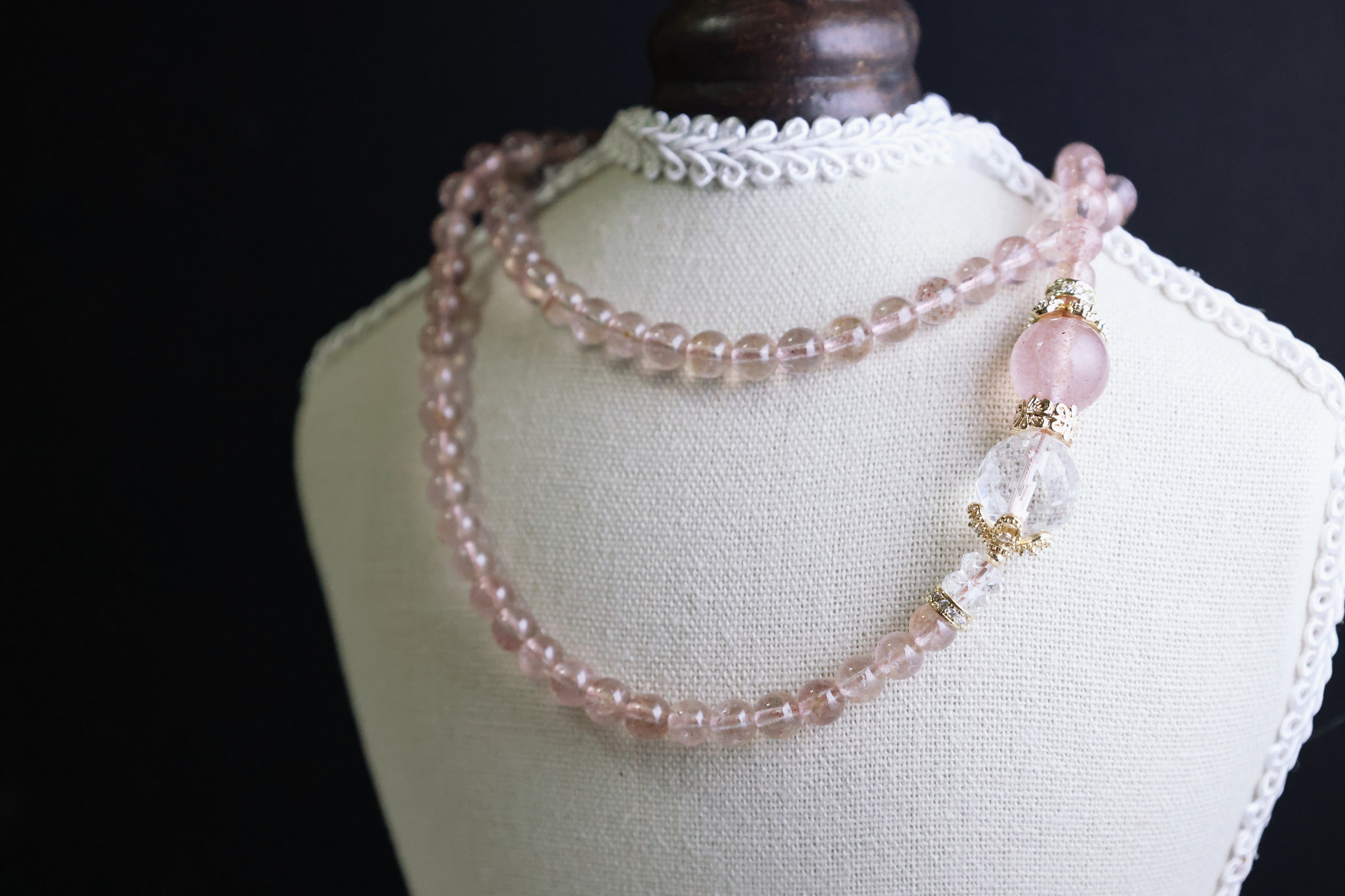 Peachy Blush - Rose Quartz & Clear Crystal Multi-Purpose Chain